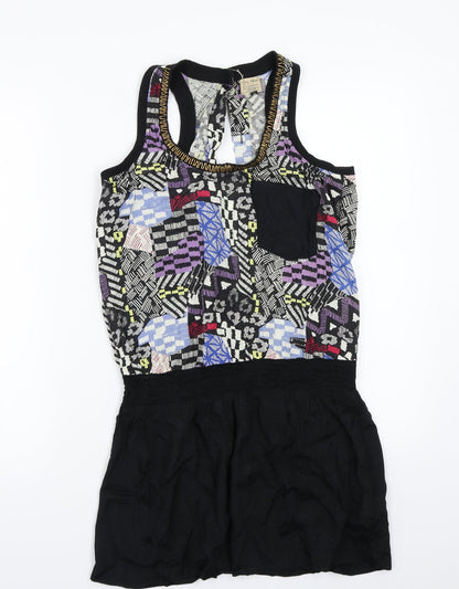 River Island Womens Black Geometric  A-Line  Size 8