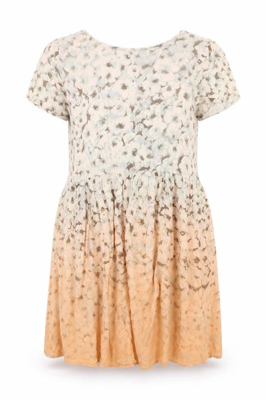 Front view of ASOS women’s orange floral a-line, size UK 8
