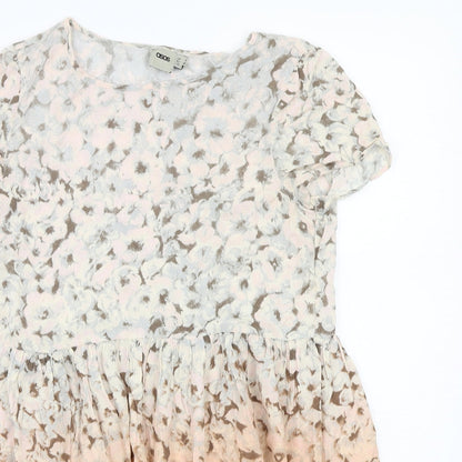 ASOS Womens Orange Floral  A-Line  Size 8