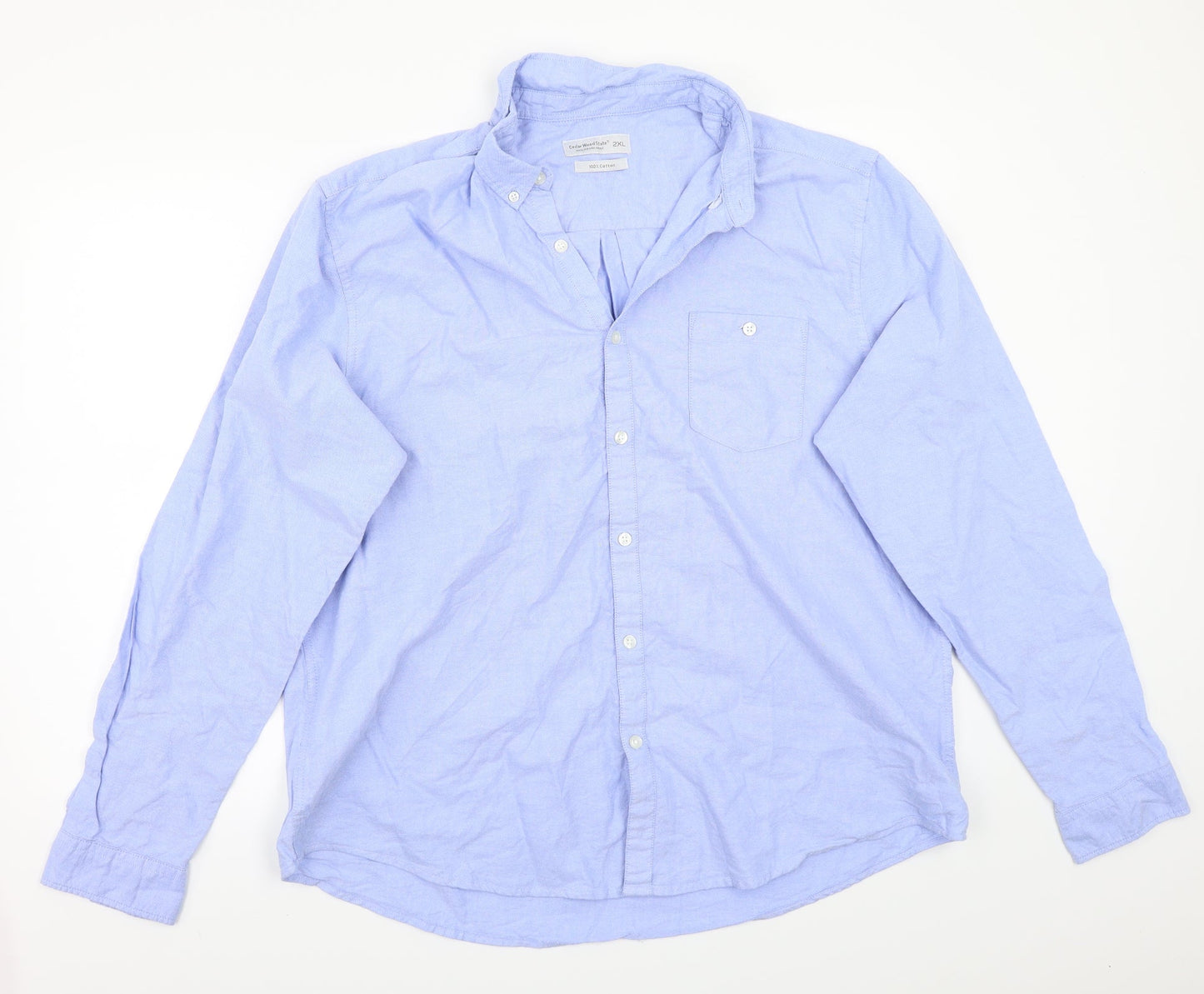 Mens UK Size 2XL Cedar Wood State Blue  Button-Up Long Sleeve Casual Shirt