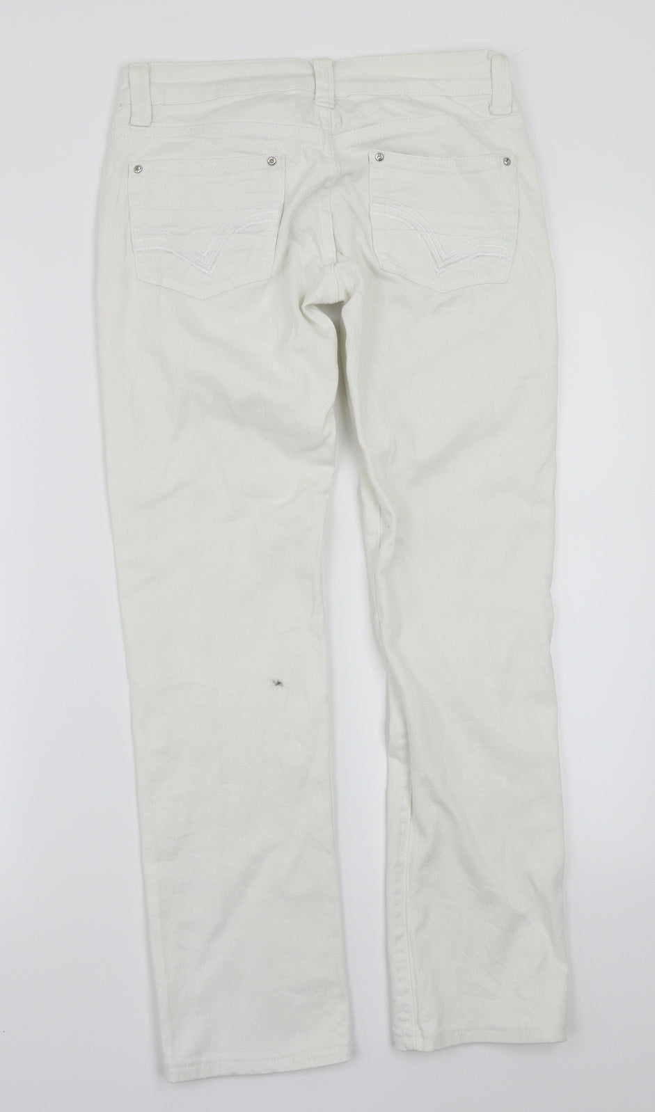 Womens UK Size 36 Preworn Regular Fit Straight White Jeans