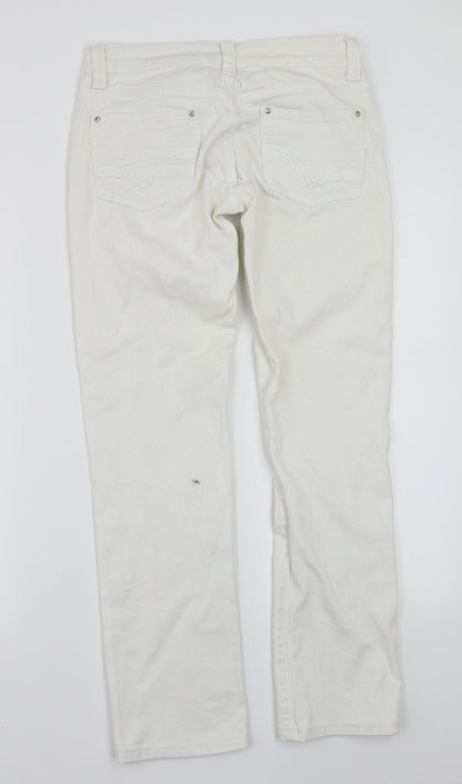 Womens UK Size 36 Preworn Regular Fit Straight White Jeans