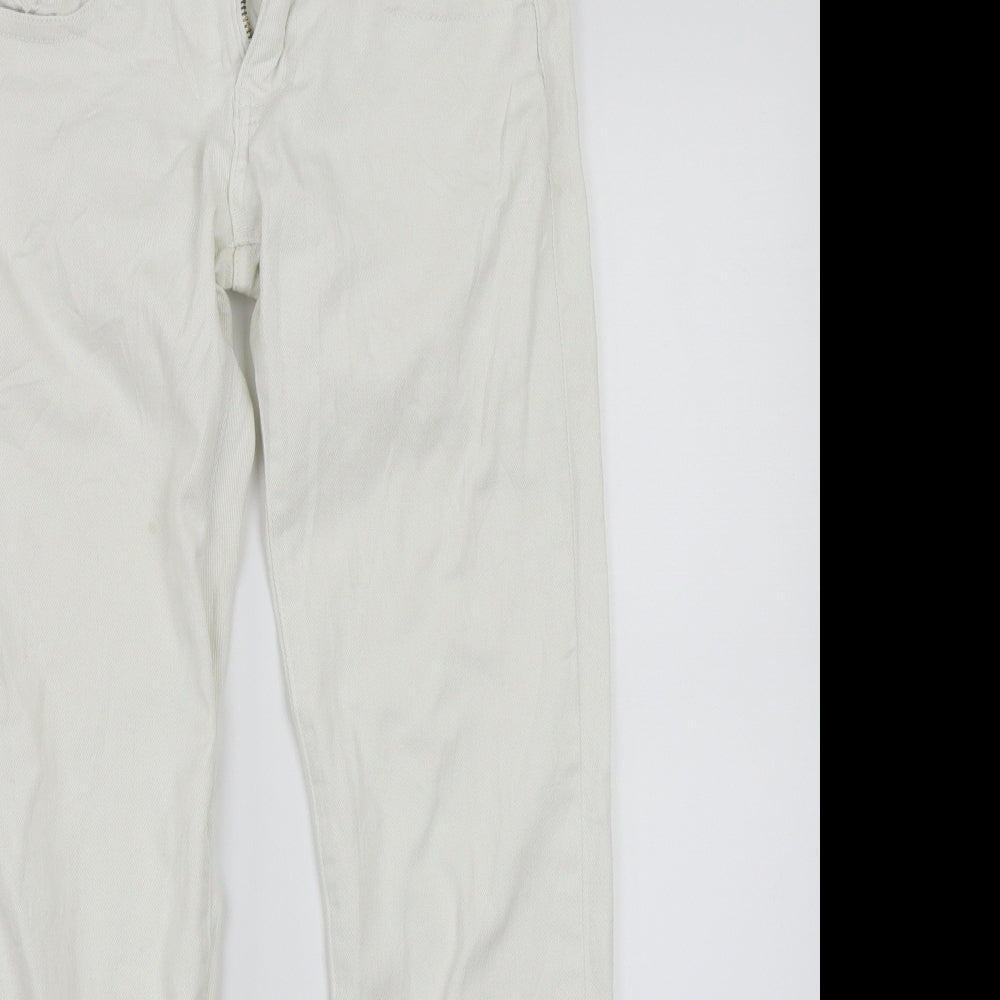 Womens UK Size 36 Preworn Regular Fit Straight White Jeans