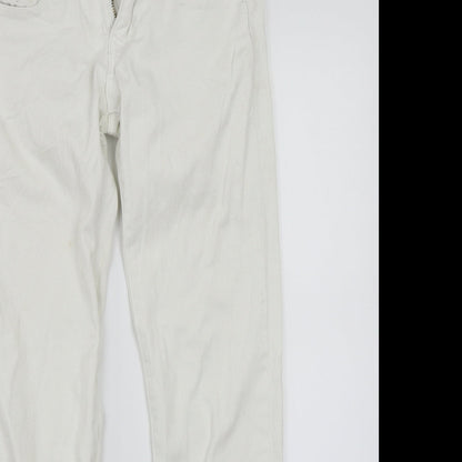 Womens UK Size 36 Preworn Regular Fit Straight White Jeans