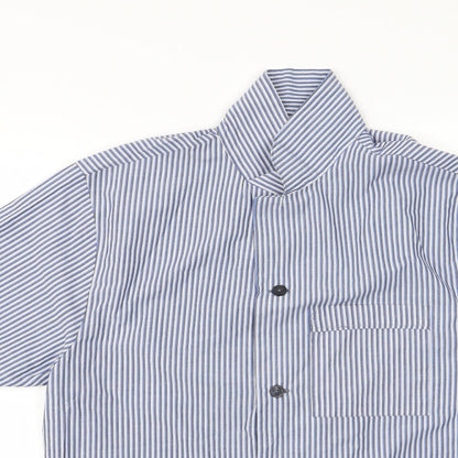 George Womens Blue Striped  Basic Button-Up Size 38