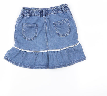 TU Girls Black  Denim Swing Skirt Size 3 Years