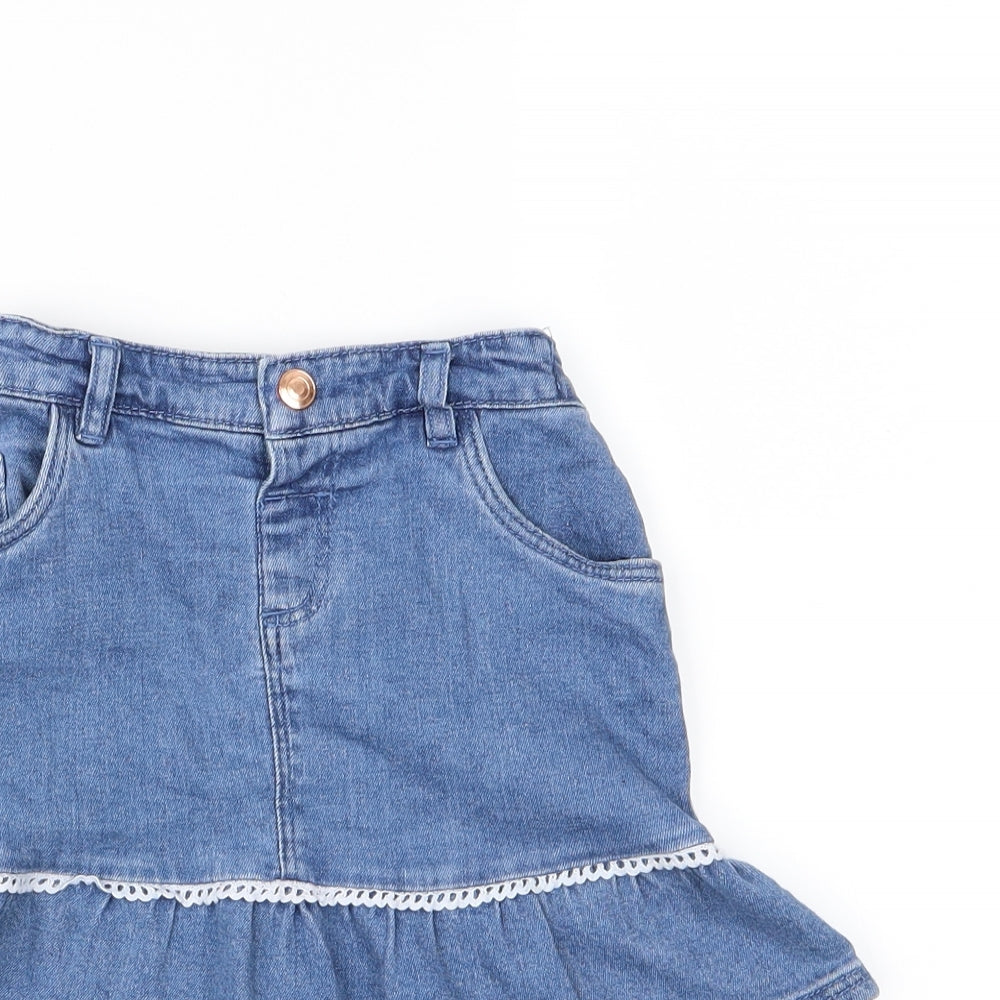 TU Girls Black  Denim Swing Skirt Size 3 Years