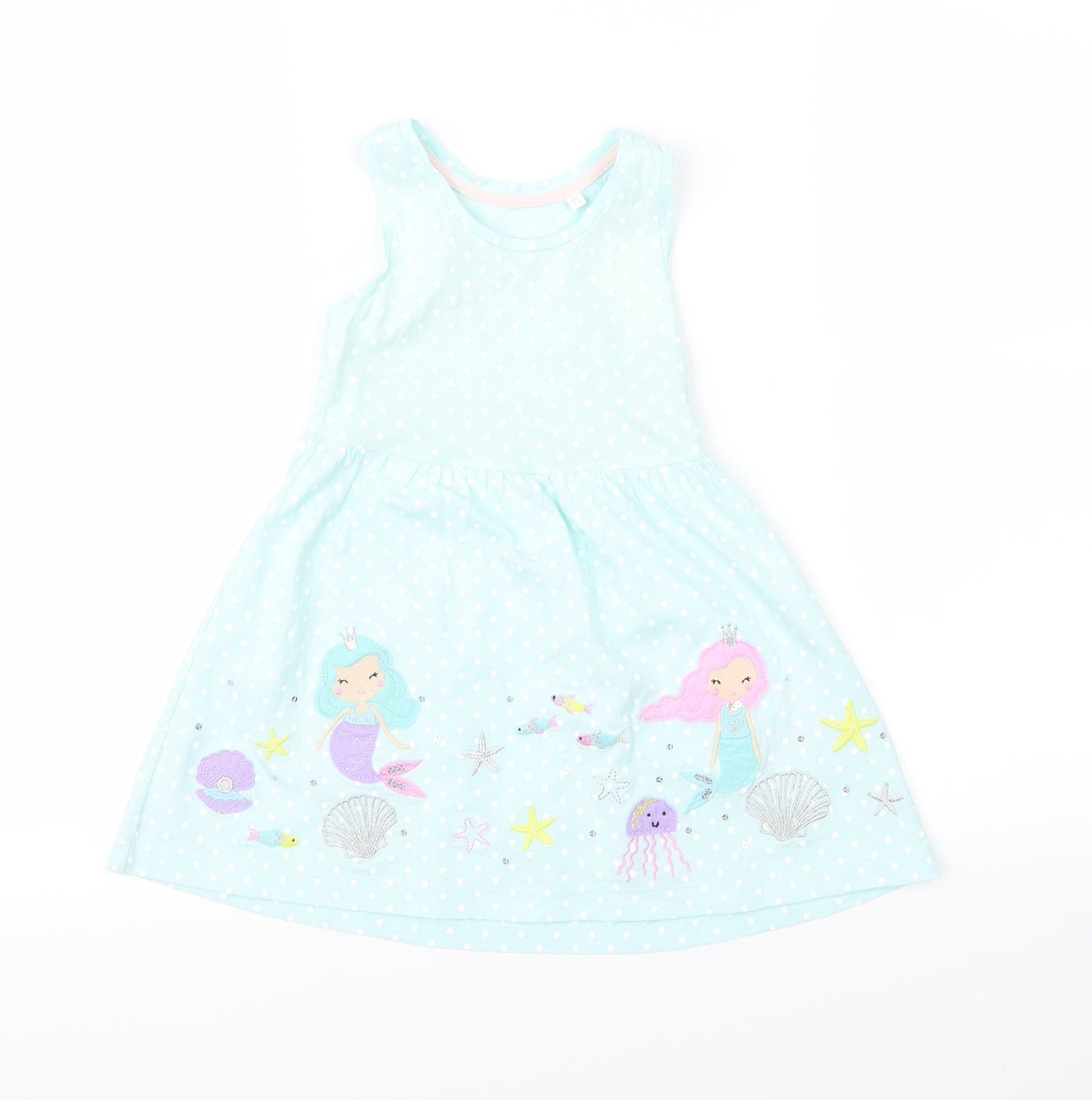 bluezoo Girls Blue Polka Dot  Cami Pyjama Top Size 2 Years  - mermaid