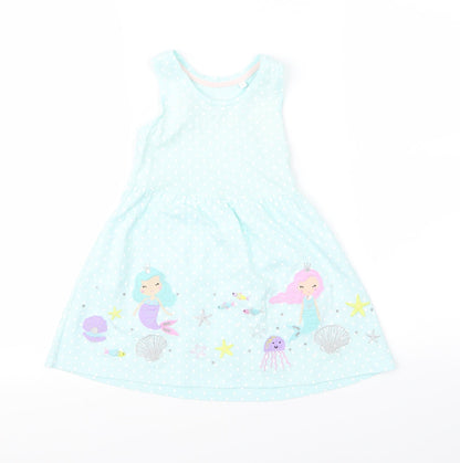 bluezoo Girls Blue Polka Dot  Cami Pyjama Top Size 2 Years  - mermaid