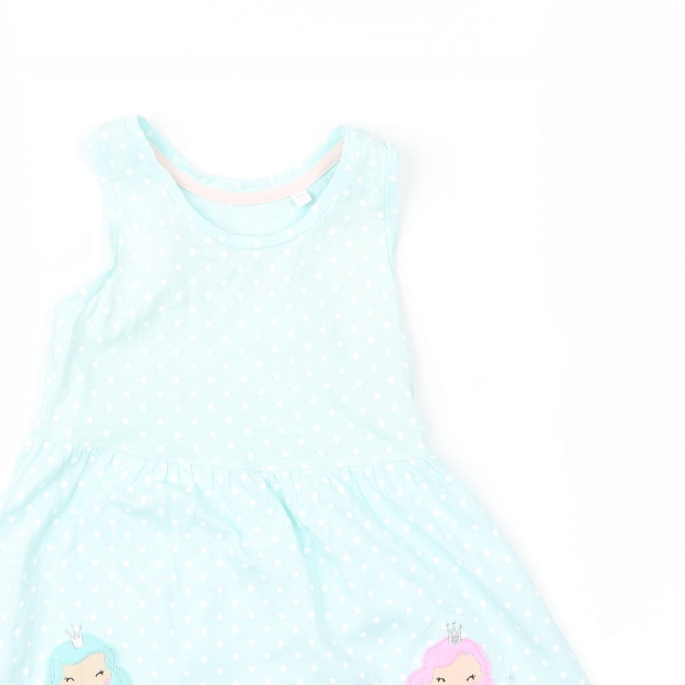 bluezoo Girls Blue Polka Dot  Cami Pyjama Top Size 2 Years  - mermaid