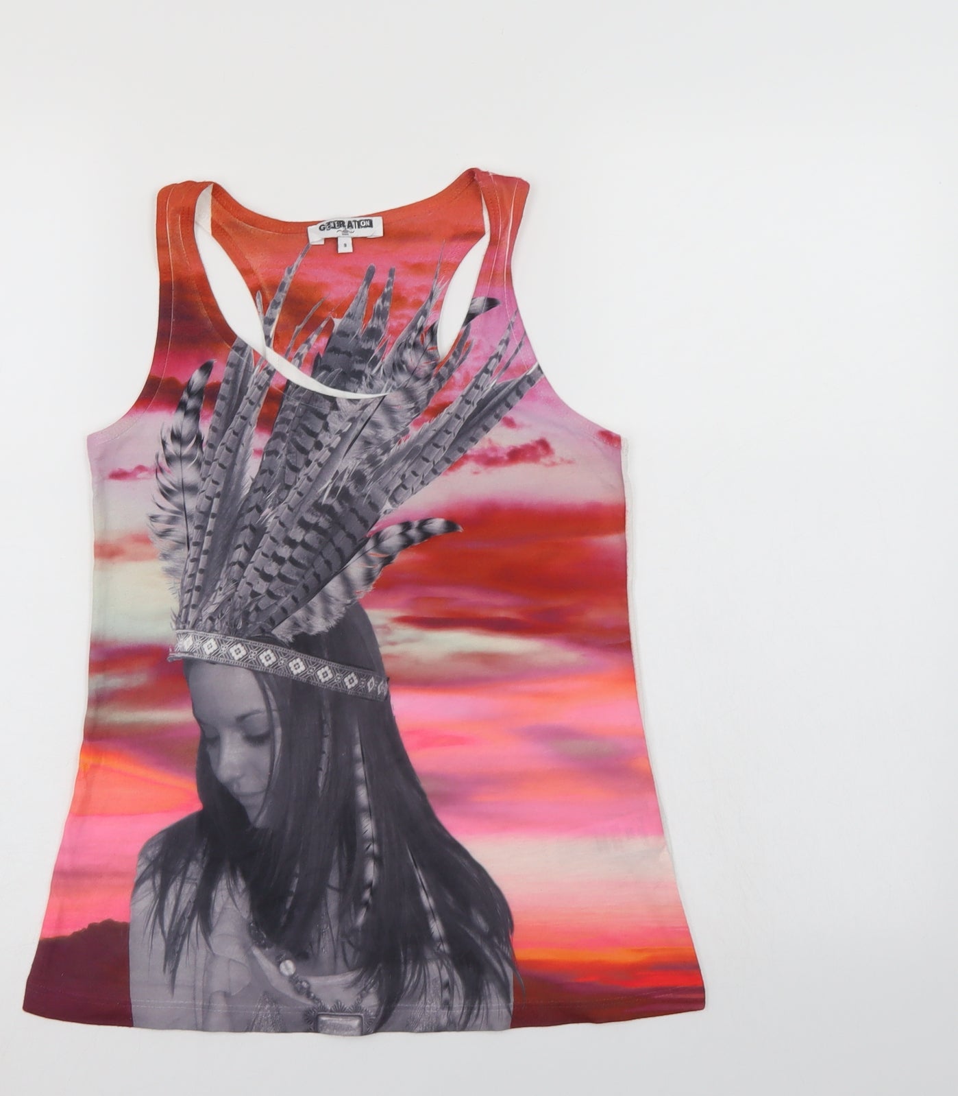 Womens UK Size 8 New Look Multicoloured Basic Tank