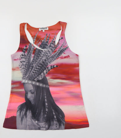 Womens UK Size 8 New Look Multicoloured Basic Tank