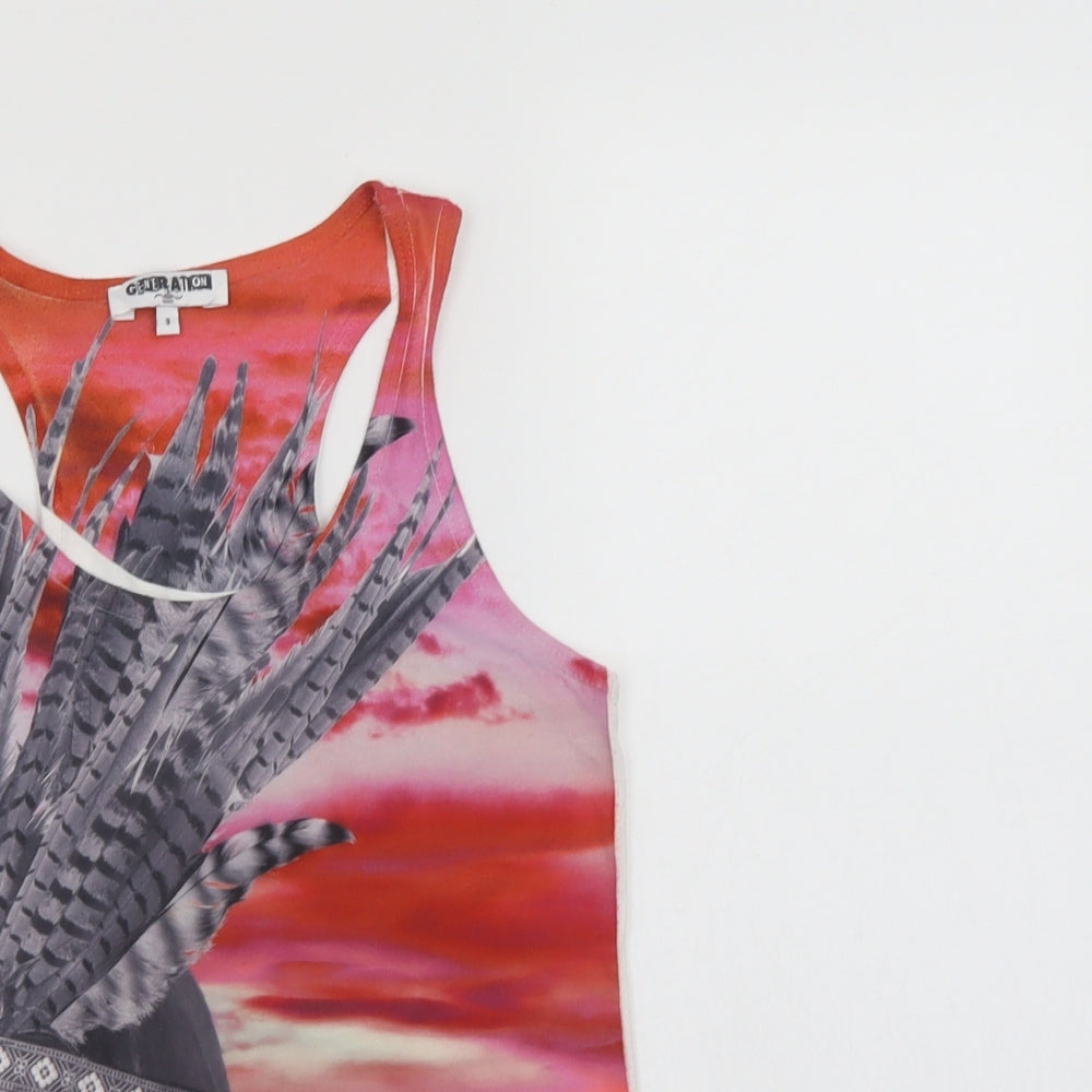Womens UK Size 8 New Look Multicoloured Basic Tank