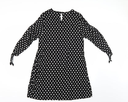 Papaya Womens Black Polka Dot  T-Shirt Dress  Size 12