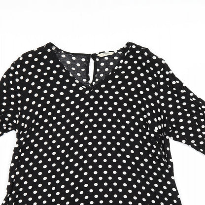 Papaya Womens Black Polka Dot  T-Shirt Dress  Size 12
