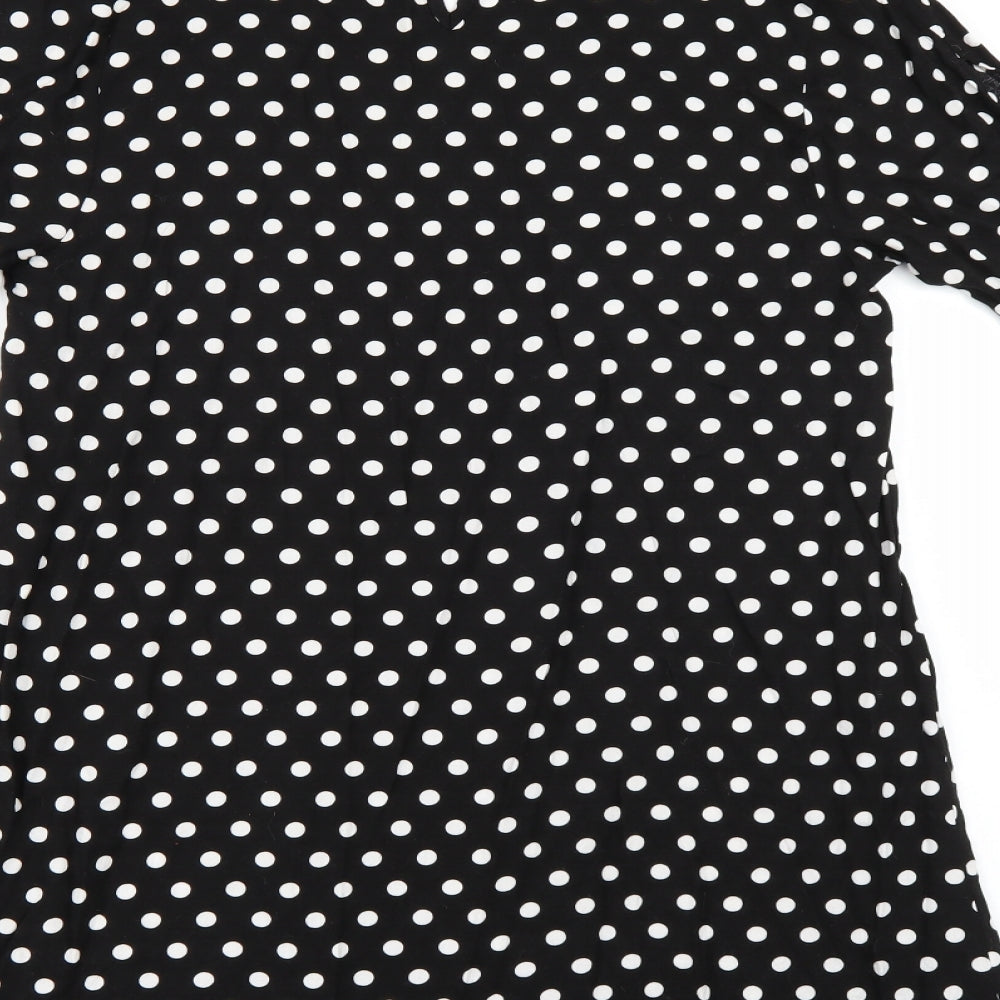 Papaya Womens Black Polka Dot  T-Shirt Dress  Size 12