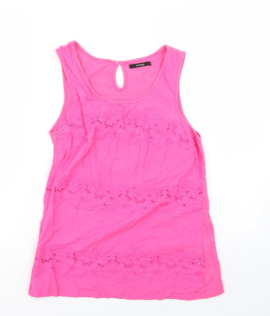 George Womens Pink Floral  Basic Blouse Size 10
