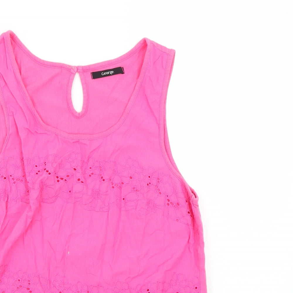 George Womens Pink Floral  Basic Blouse Size 10