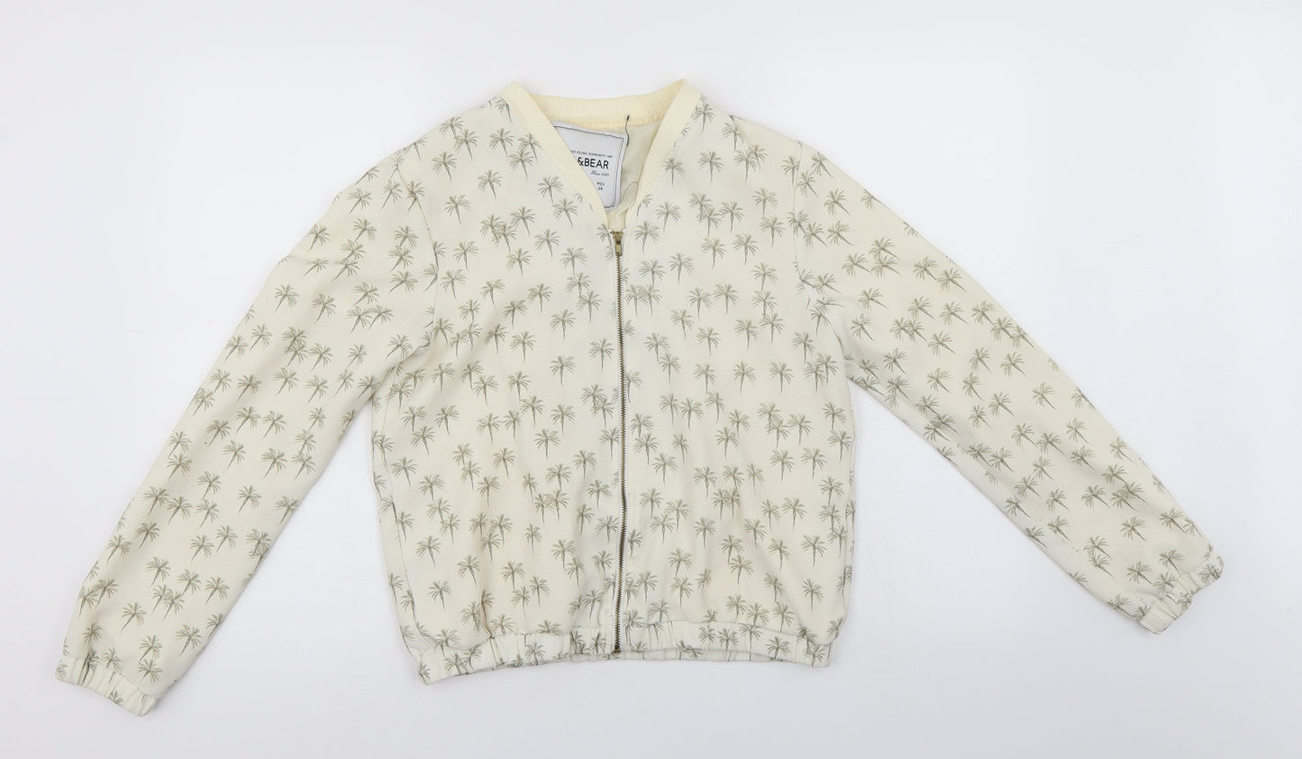 Pull&Bear Womens Ivory Floral  Jacket  Size M