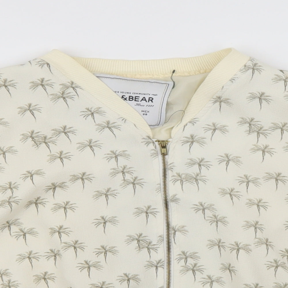 Pull&Bear Womens Ivory Floral  Jacket  Size M