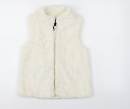 Gap Girls White   Duffle Coat Coatigan Size 10-11 Years  - Faux sheep skin