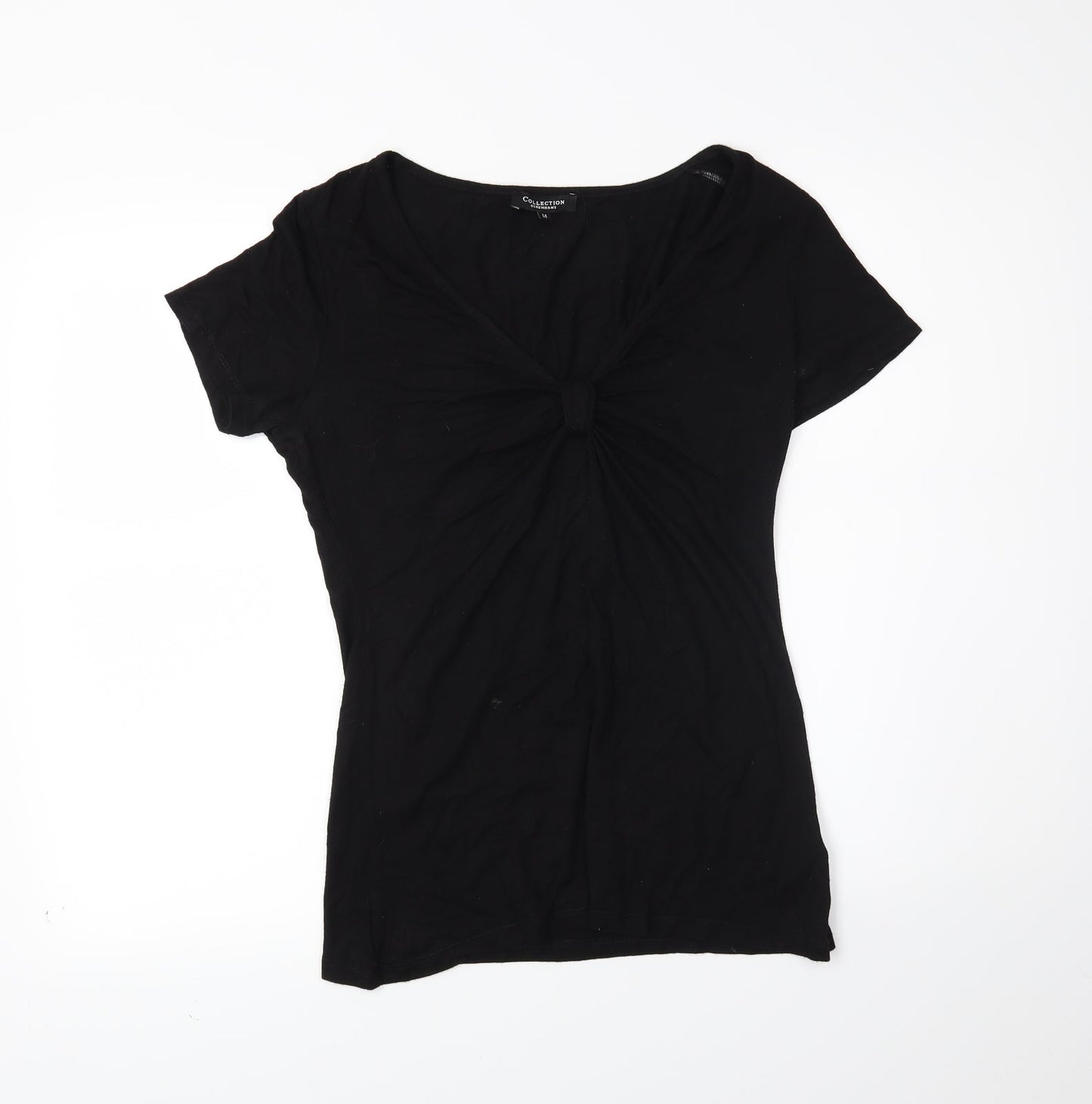 Womens UK Size 14 Debenhams Black Basic T-Shirt