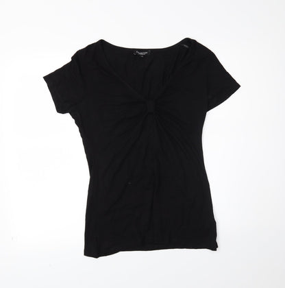 Womens UK Size 14 Debenhams Black Basic T-Shirt