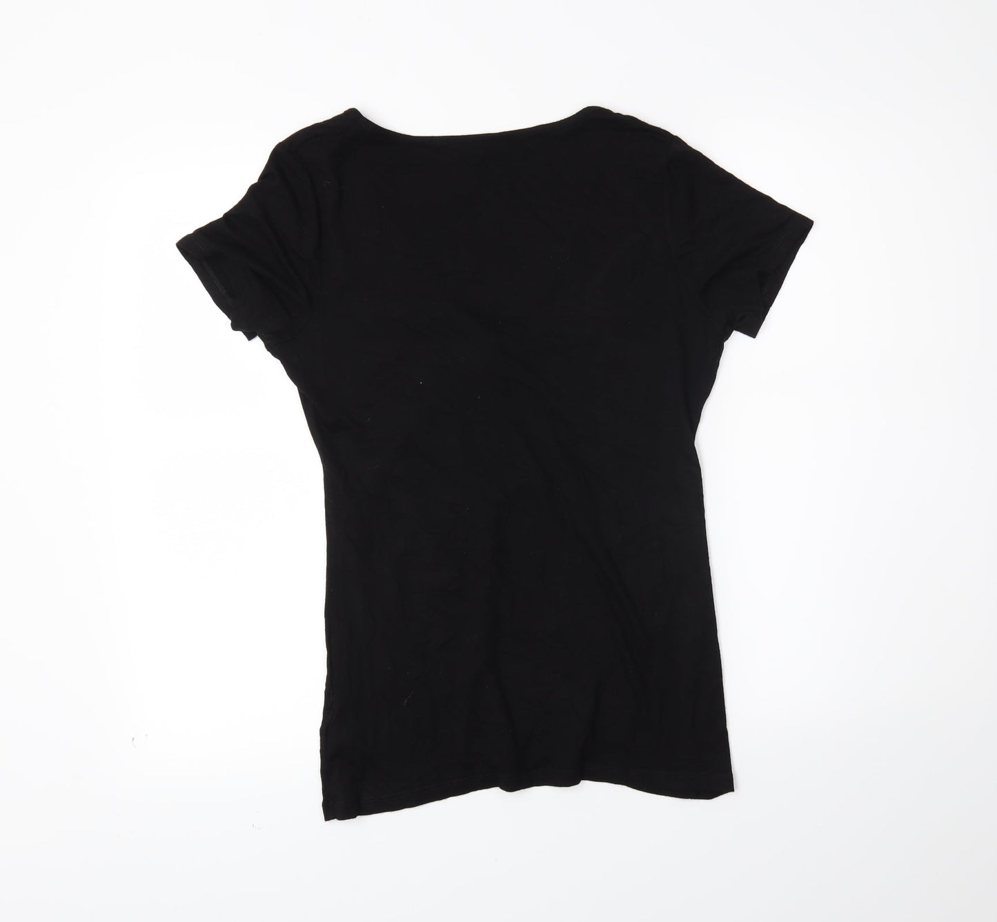Womens UK Size 14 Debenhams Black Basic T-Shirt