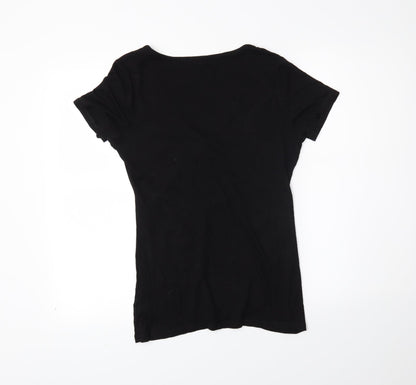 Womens UK Size 14 Debenhams Black Basic T-Shirt