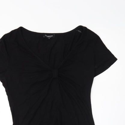 Womens UK Size 14 Debenhams Black Basic T-Shirt