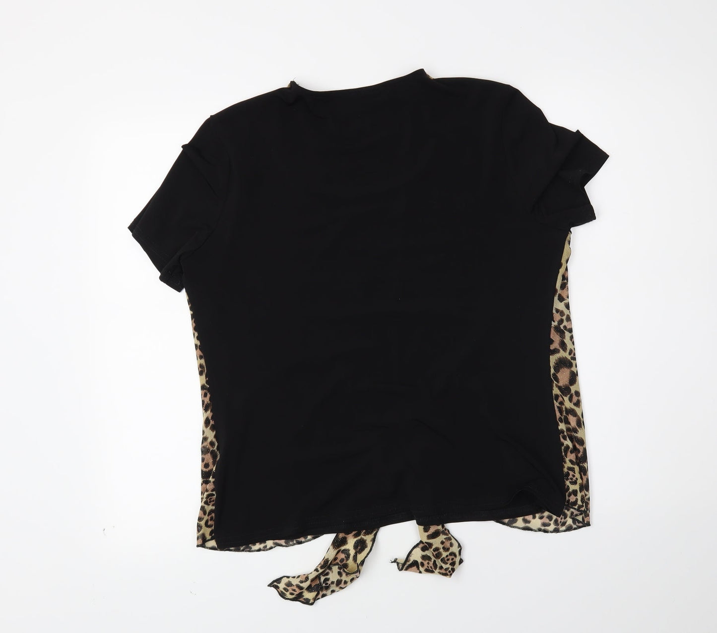 ID COllection Womens Black Animal Print  Basic Blouse Size 16