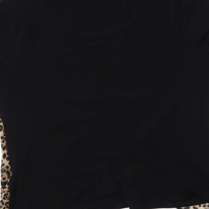ID COllection Womens Black Animal Print  Basic Blouse Size 16
