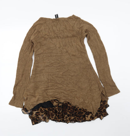 IZABEL Womens Brown Animal Print  Pullover Jumper Size 6