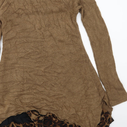 IZABEL Womens Brown Animal Print  Pullover Jumper Size 6