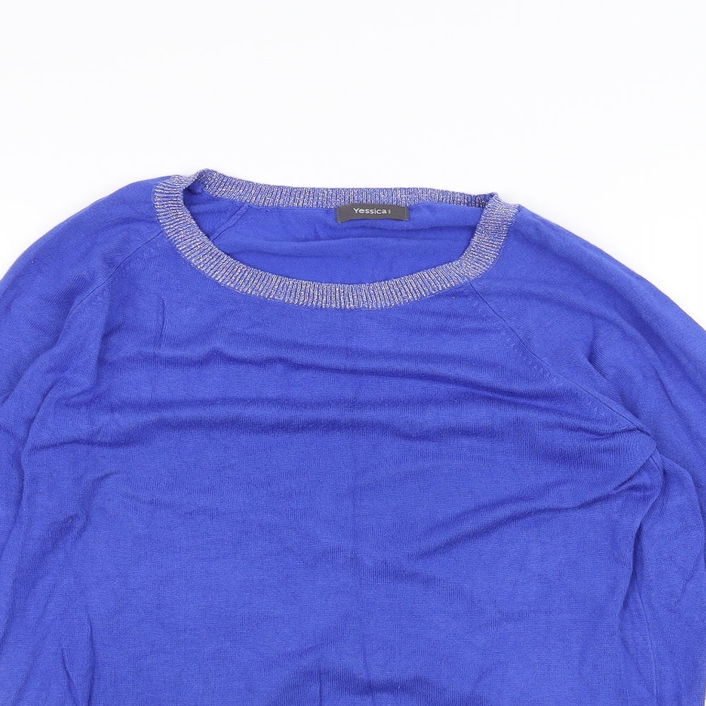 Womens UK Size S Yessica Blue Basic T-Shirt