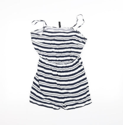 H&M Womens White Striped  Jumpsuit One-Piece Size 12