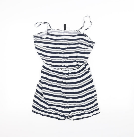 H&M Womens White Striped  Jumpsuit One-Piece Size 12
