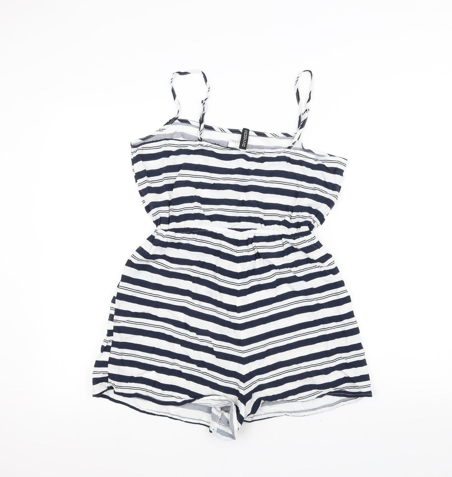 H&M Womens White Striped  Jumpsuit One-Piece Size 12