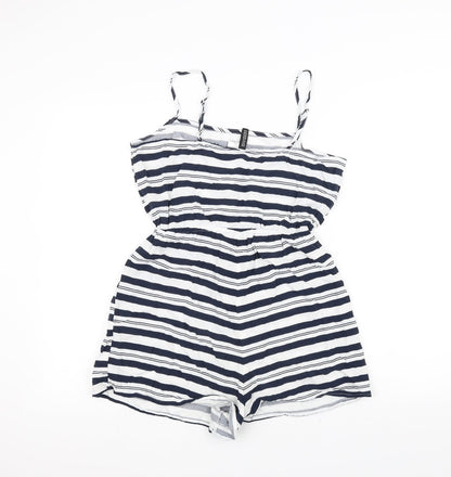 H&M Womens White Striped  Jumpsuit One-Piece Size 12