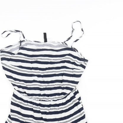H&M Womens White Striped  Jumpsuit One-Piece Size 12