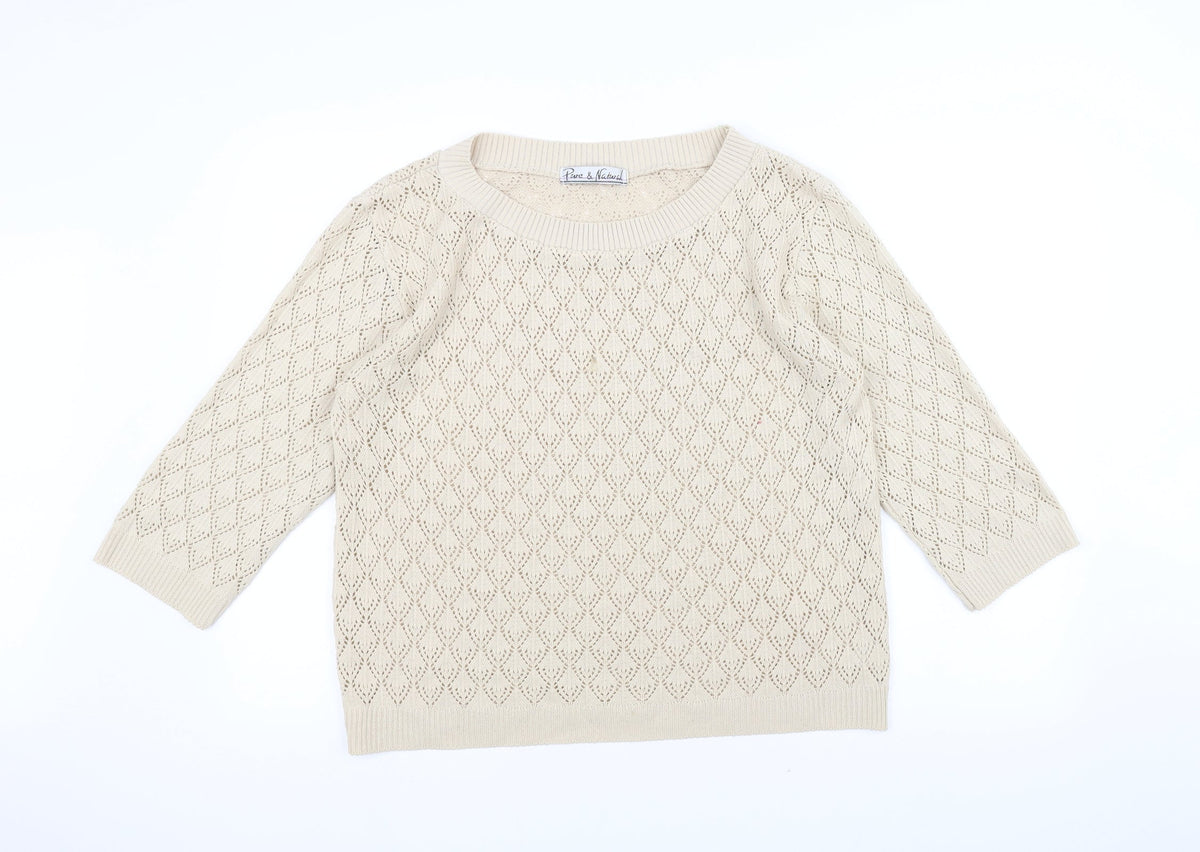 Pure & Natural Womens White   Pullover Jumper Size S