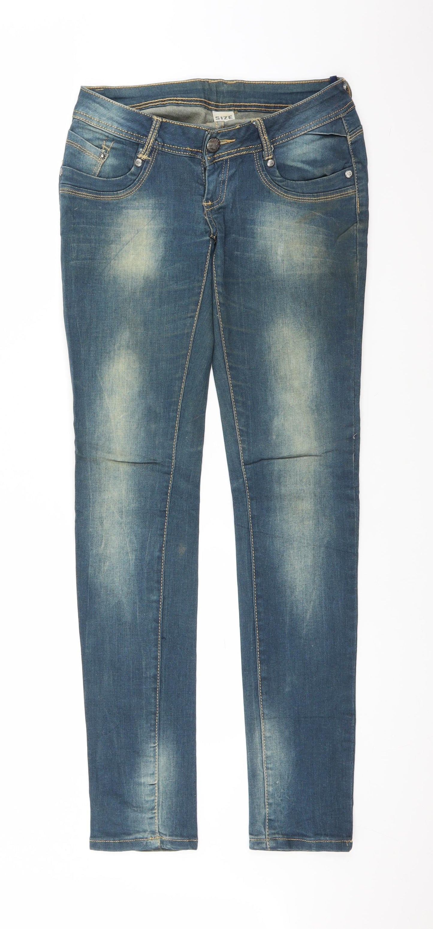 Womens UK Size M Preworn Regular Fit Straight Blue Jeans