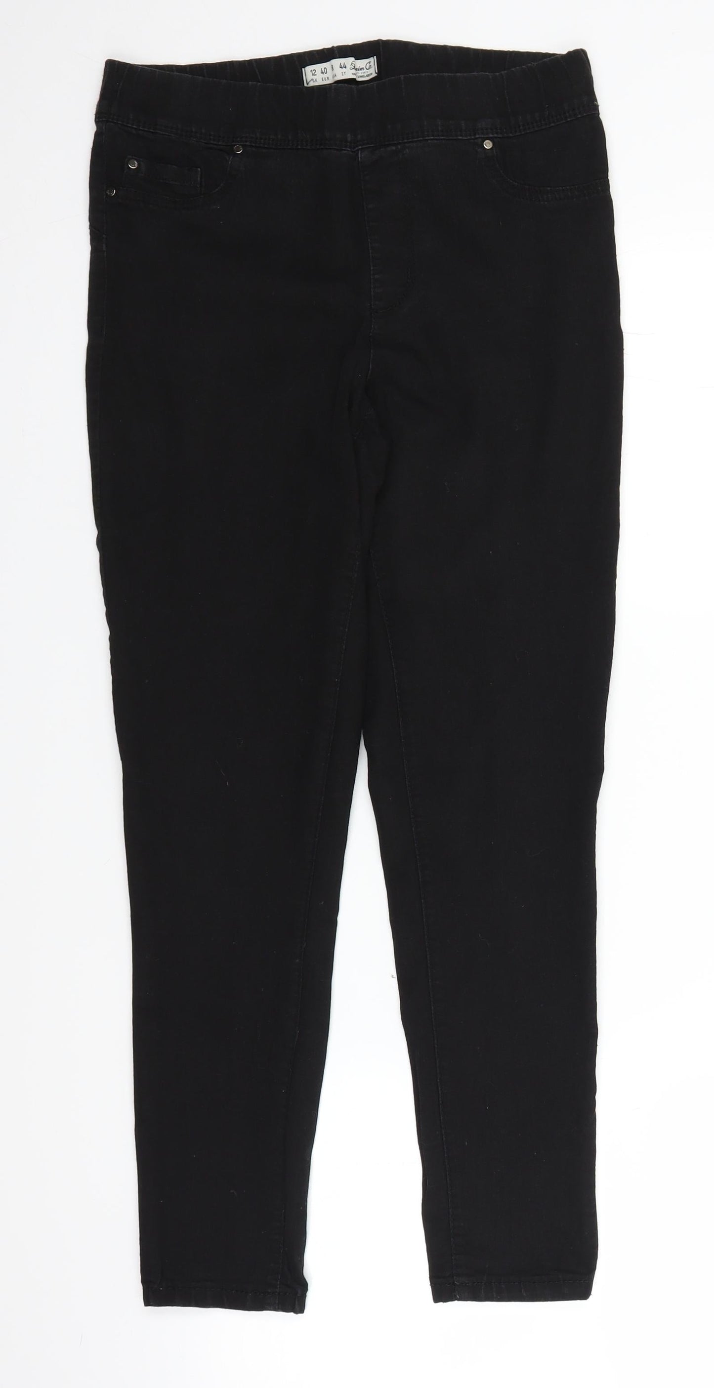 Denim & Co. Womens Black  Denim Straight Jeans Size 12 L25 in