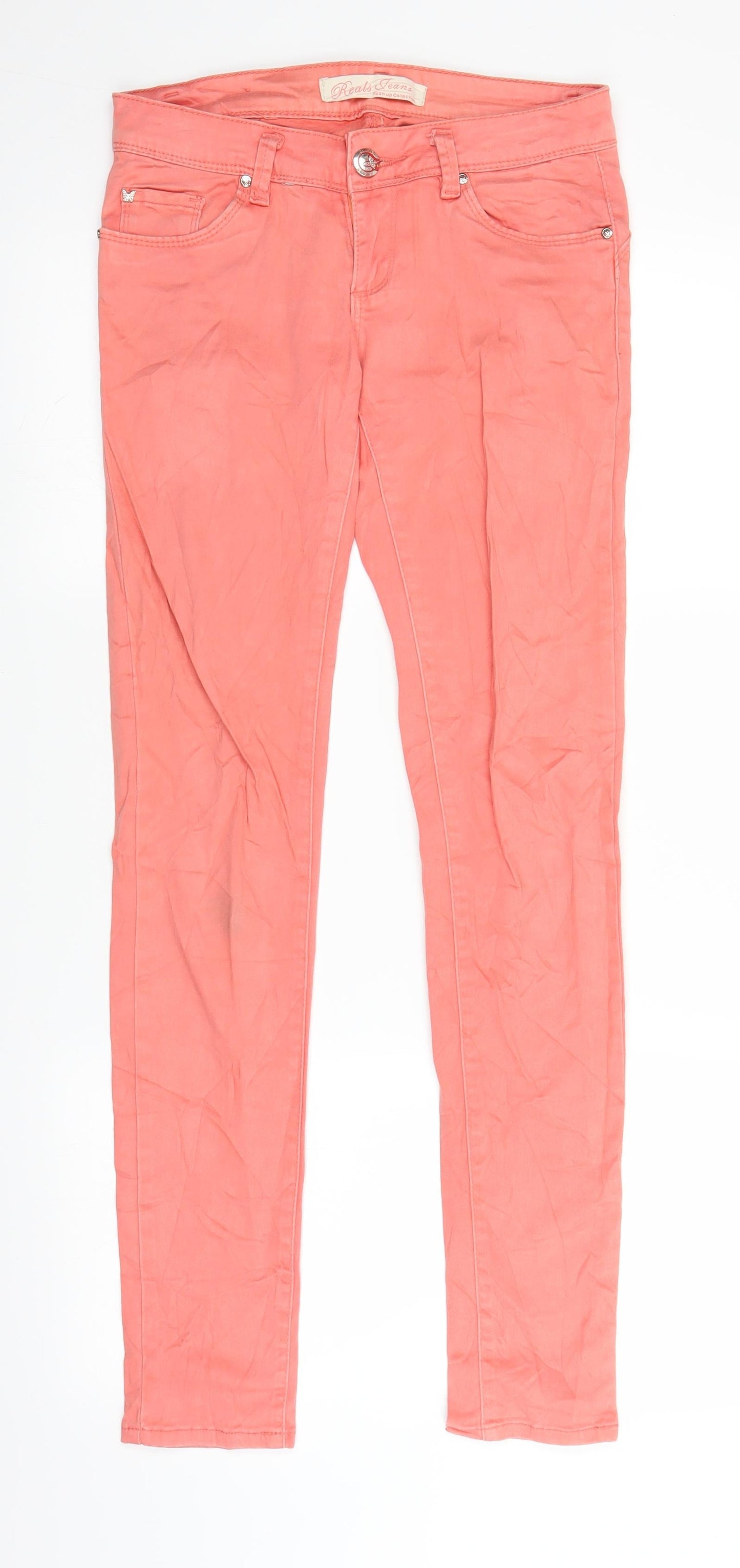 Womens UK Size 29 in Reals Jeans Regular Fit Straight Pink Jeans