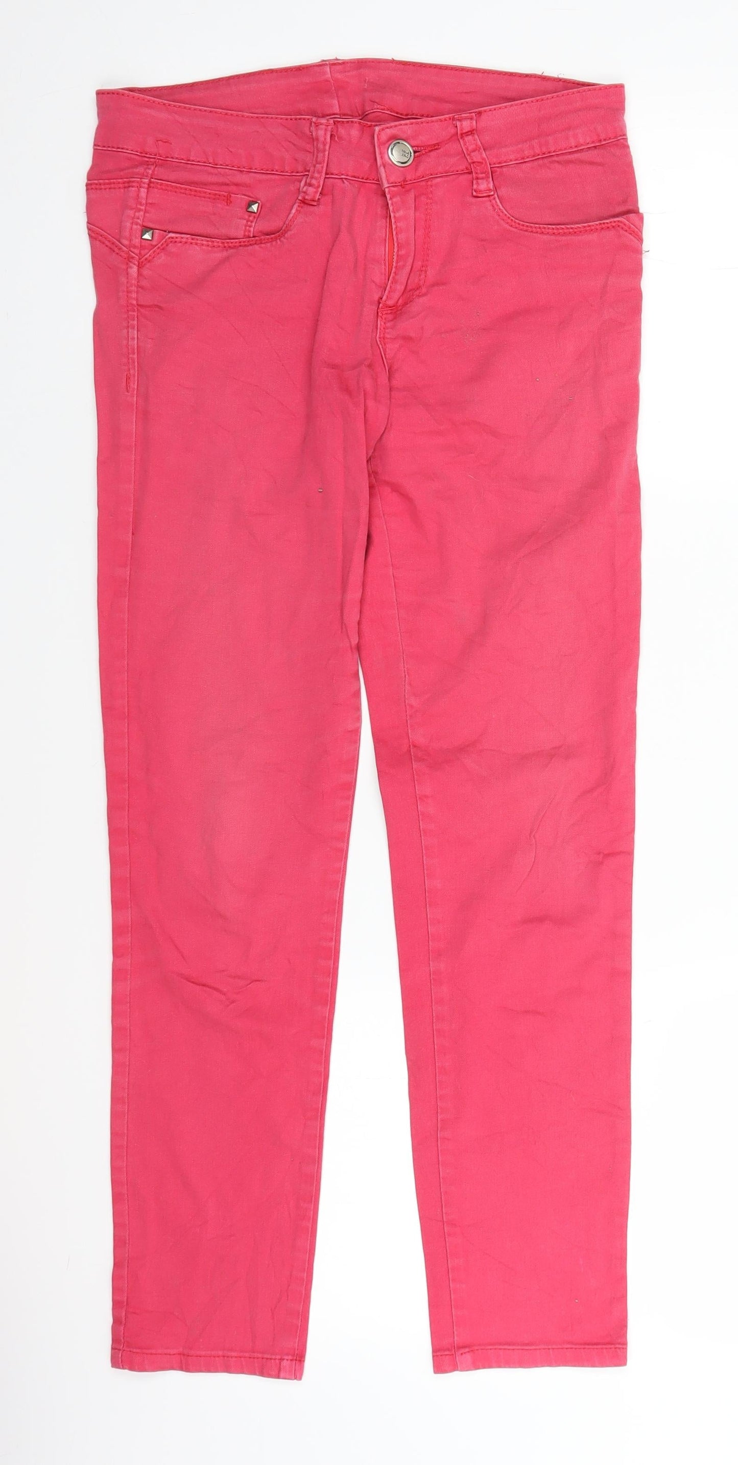 Womens UK Size 29 in Jeans Regular Fit Straight Pink Jeans