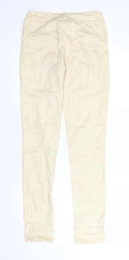 Revers Womens Ivory Animal Print Denim Straight Jeans Size XS L30 in