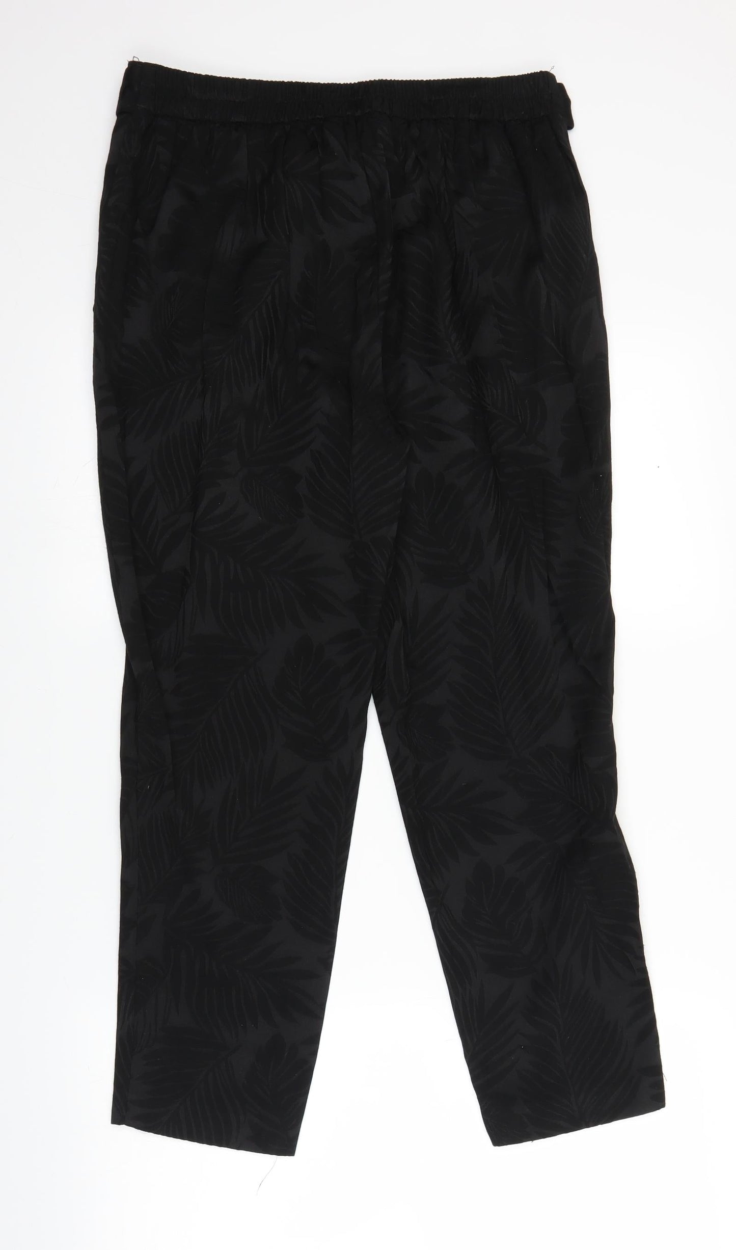 F&F Womens Black Floral  Trousers  Size 12 L25 in