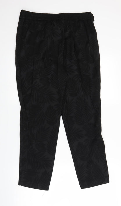 F&F Womens Black Floral  Trousers  Size 12 L25 in