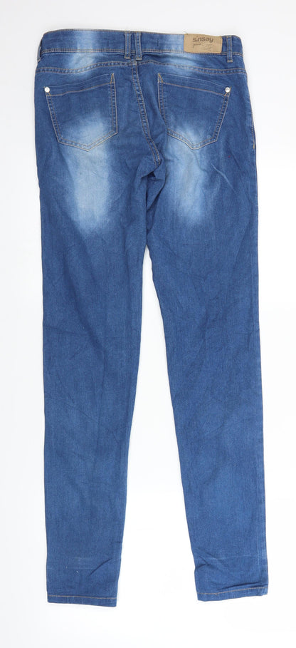 Womens UK Size 8 Sinsay Regular Fit Straight Blue Jeans