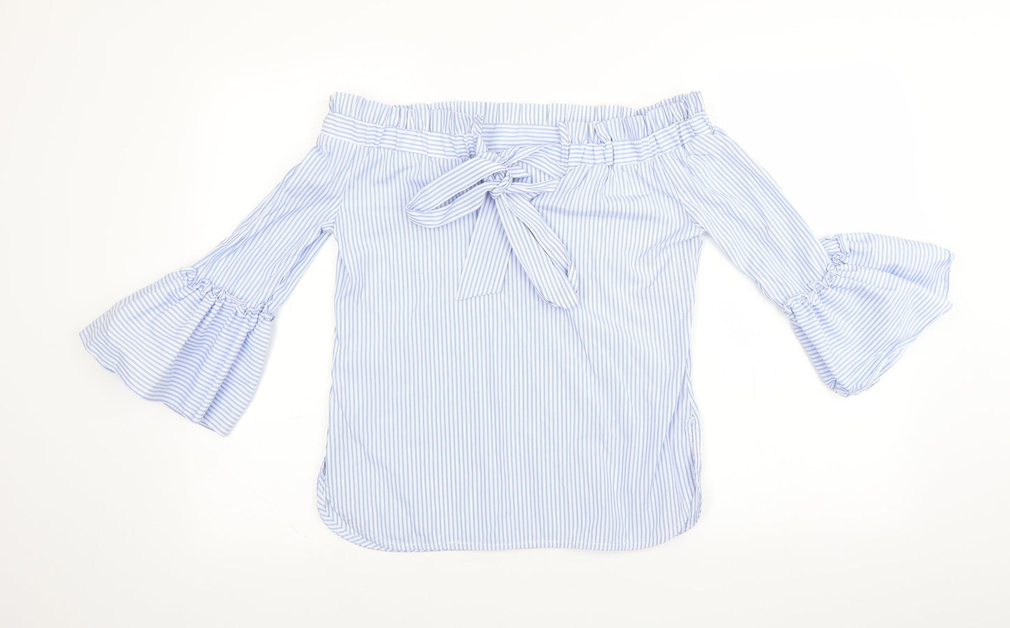 Papaya Womens Blue Striped  Basic Blouse Size 8